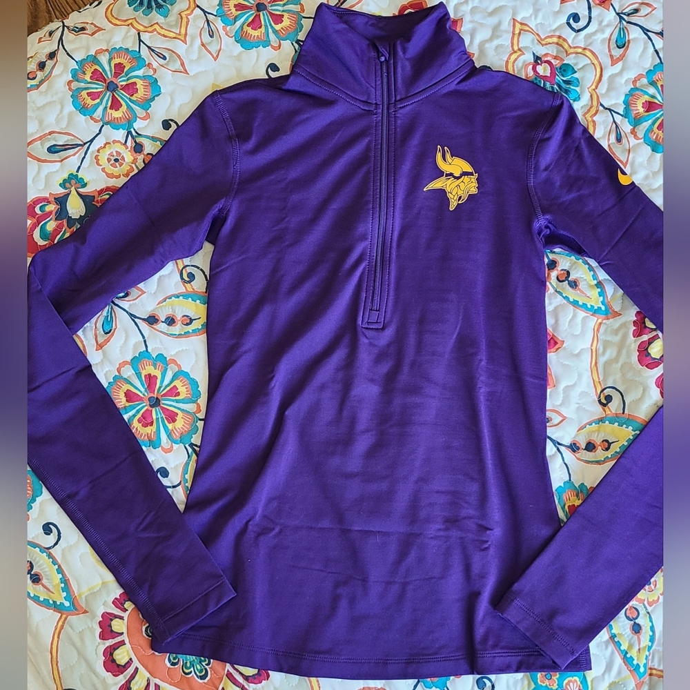 Minnesota vikings nfl nike halfzip with hidden thumb loop